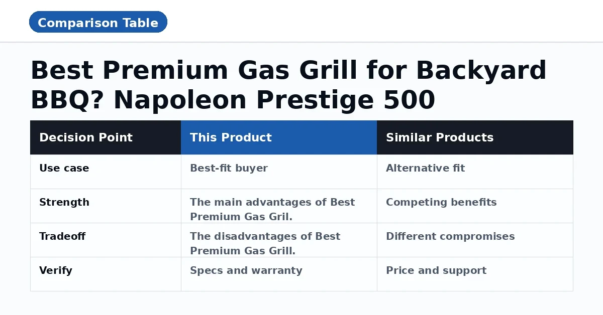 Best Premium Gas Grill for Backyard BBQ? Napoleon Prestige 500 comparison table for buyer evaluation